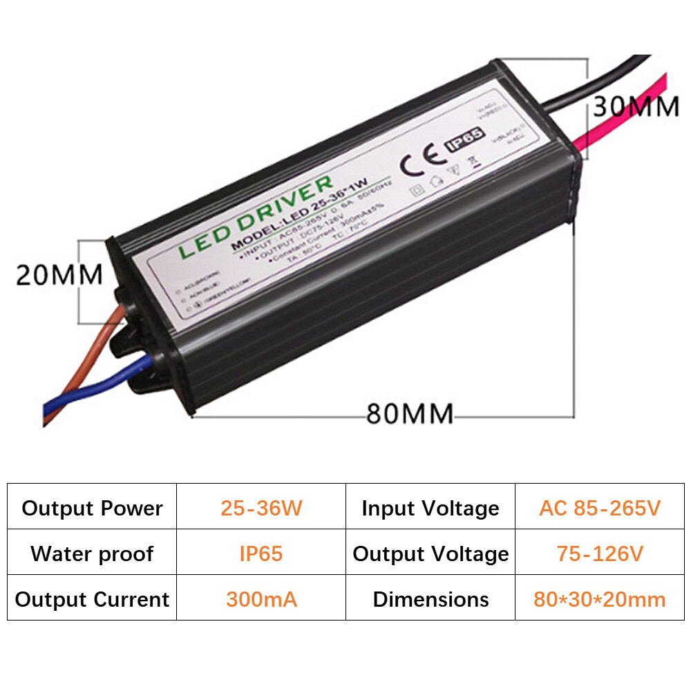 ภาพเพิ่มเติมของ กันน้ํา LED Driver AC 85-265V Power Supply Transformer 3-5W 4-7W 8-12W 12-18W 18-25W 25-36W 40W 50W 60W ไฟ LED Driver LED ดาวน์ไลท์แผงไฟน้ําท่วมเปลี่ยนไฟ