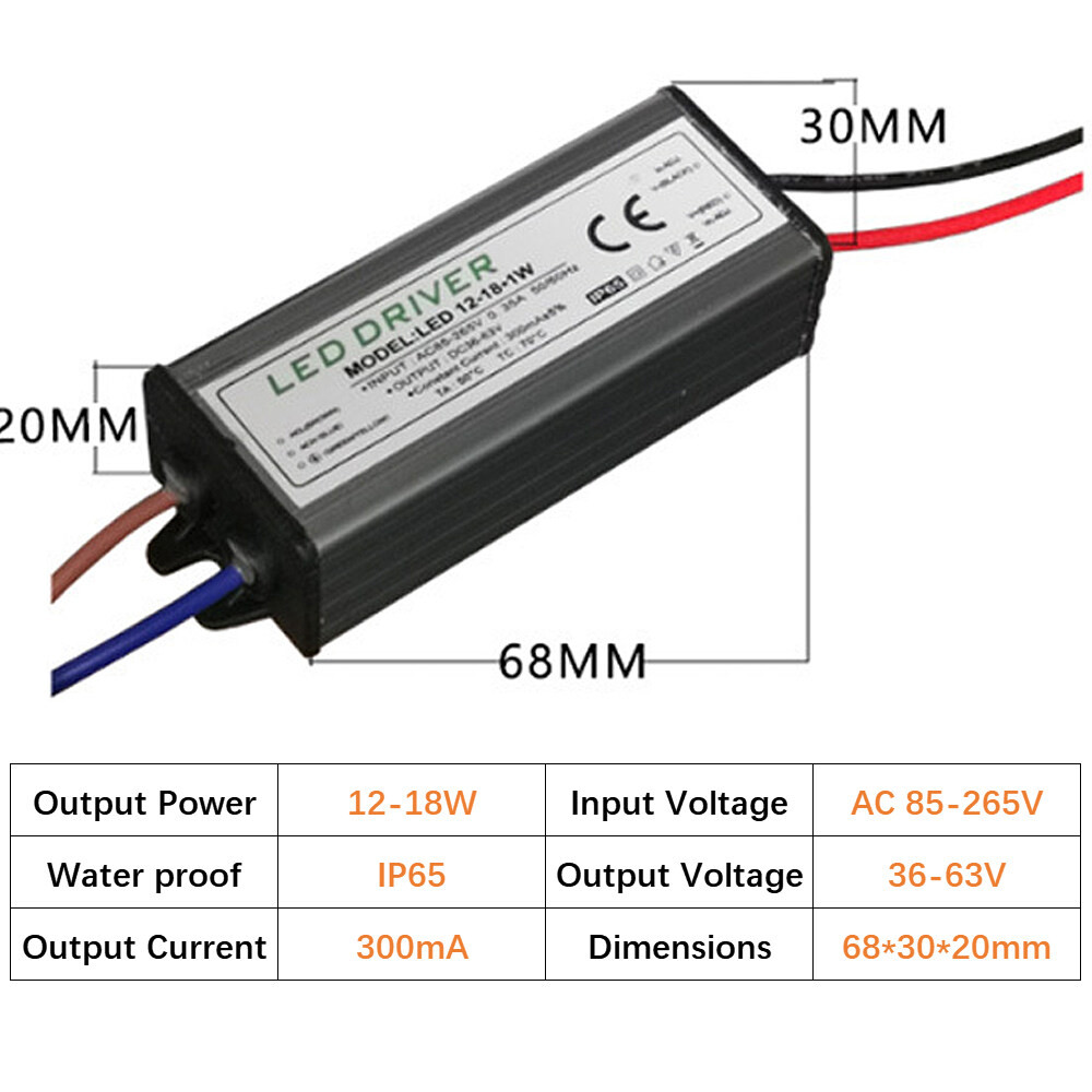 ภาพเพิ่มเติมของ กันน้ํา LED Driver AC 85-265V Power Supply Transformer 3-5W 4-7W 8-12W 12-18W 18-25W 25-36W 40W 50W 60W ไฟ LED Driver LED ดาวน์ไลท์แผงไฟน้ําท่วมเปลี่ยนไฟ