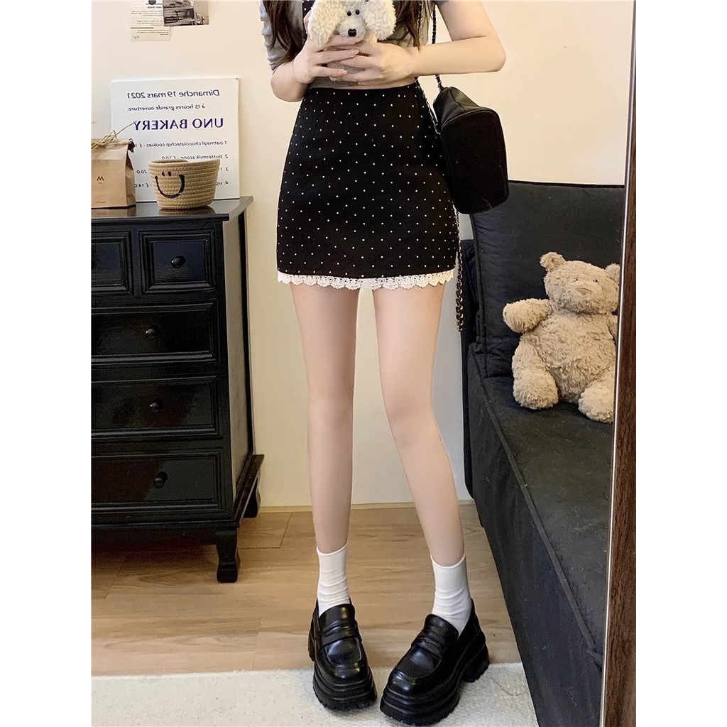 ภาพเพิ่มเติมของ รุ่นยอดฮิต Short polka dot skirt กระโปรงขาสั้น กระโปรงลายจุด แต่งลูกไม้ สาวไซซ์เล็ก สาวอวบใส่ได้