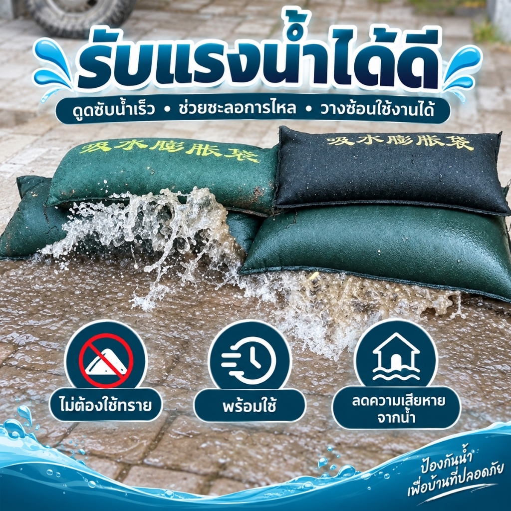 ภาพเพิ่มเติมของ ถุงป้องกันน้ำท่วม ถุงทรายควบคุมน้ําท่วม แผ่นกั้นน้ำท่วม การป้องกันน้ำท่วมช่วยป้องกันน้ำท่วมป้องกันฝน