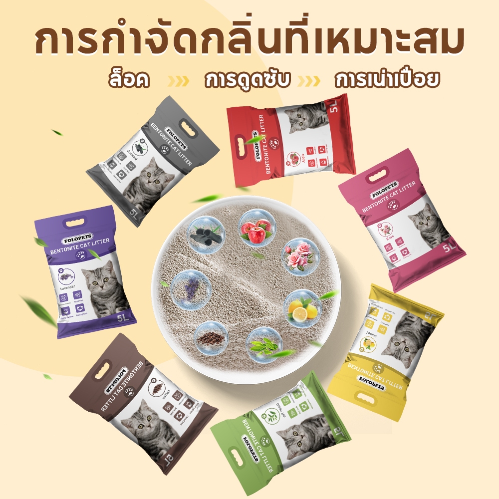 ภาพเพิ่มเติมของ FOLOPETS ทรายแมว 14ลิตร 10 ลิตร 5 ลิตร กลิ่นเบนโทไนท์ 100% ป้องกันการเจริญเติบโตของแบคทีเรีย