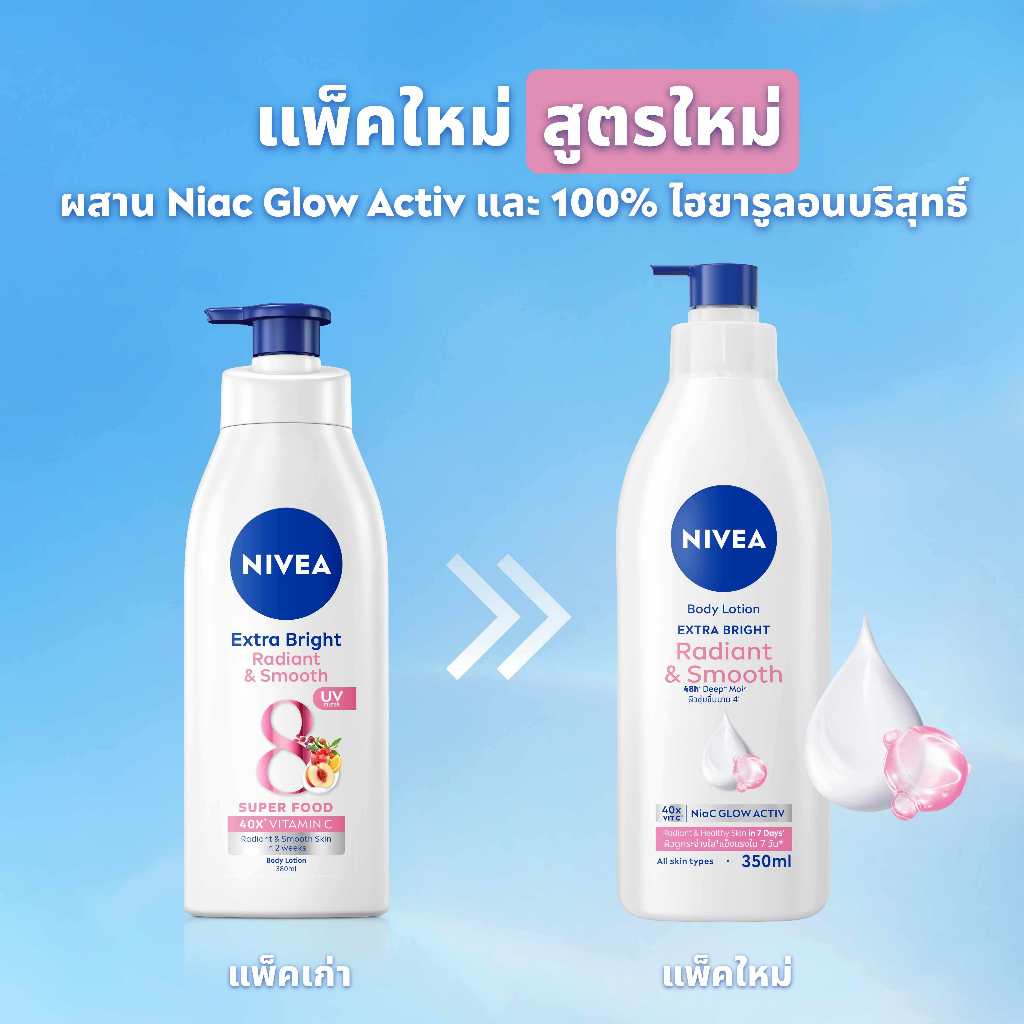 ภาพเพิ่มเติมของ นีเวีย บอดี้ โลชั่น เอ็กซ์ตร้า ไบรท์ เรเดียนท์ แอนด์ สมูท 500 มล. 2ชิ้น NIVEA