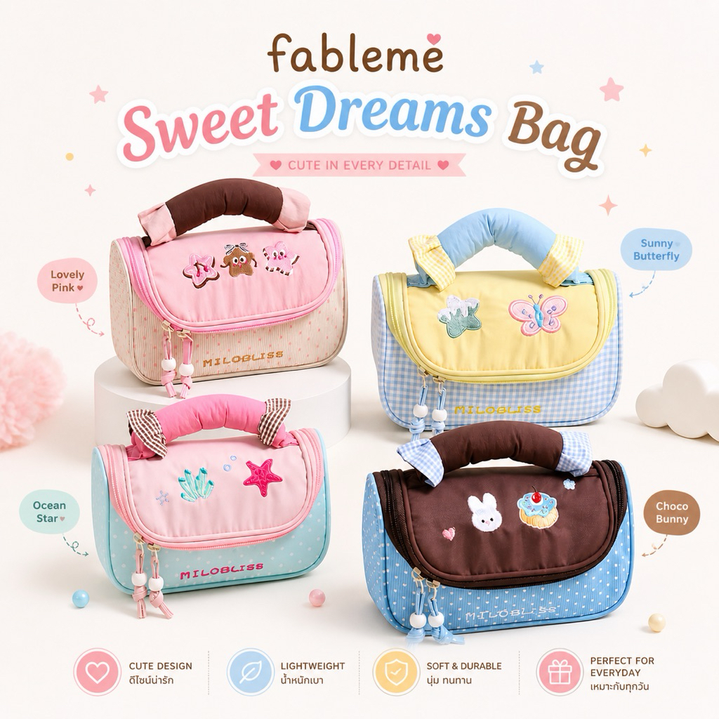 ภาพเพิ่มเติมของ FABLEME ✨ COSMETIC BAG SWEET DREAM กระเป๋าเครื่องสำอางค์