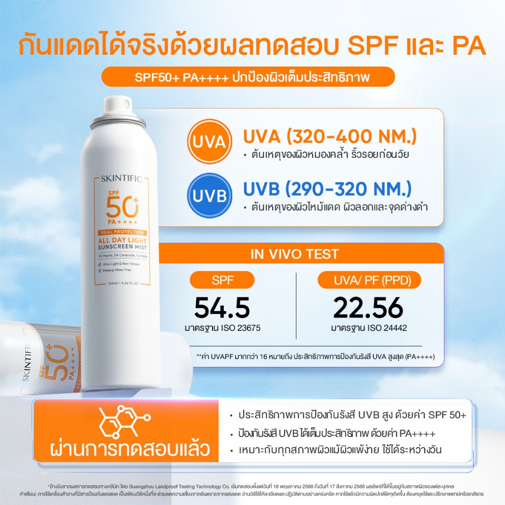 ภาพเพิ่มเติมของ SKINTIFIC All Day Light Sunscreen Mist SPF50+ PA++++ กันแดดสเปรย์ บางเบา กันน้ำ คุมมัน