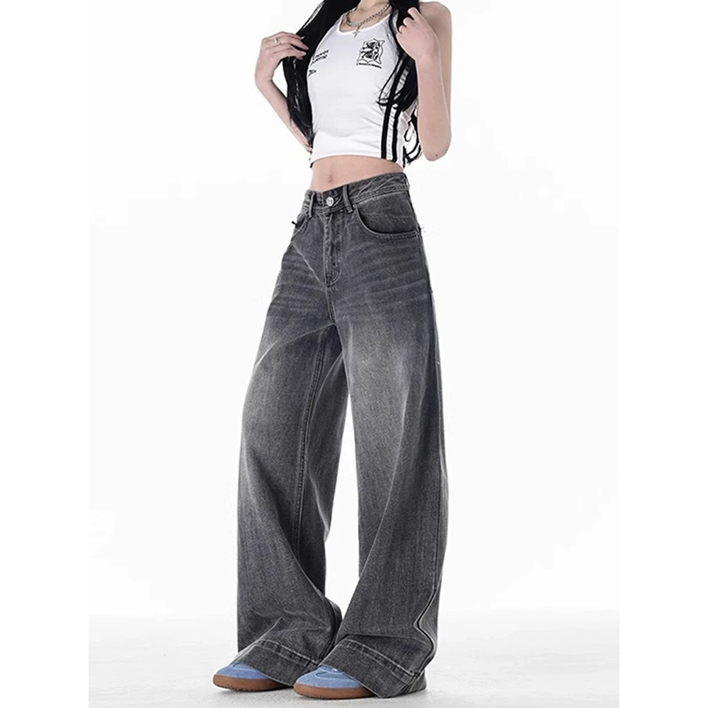 ภาพเพิ่มเติมของ Baggy jeans กางเกงยีนส์ขากว้าง เอวสูง ทรงหลวมสไตล์เกาหลีย้อมอมยุท พร้อมส่ง