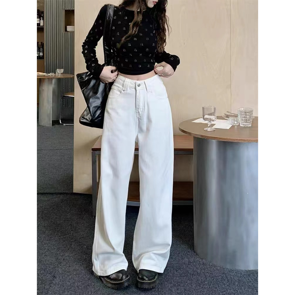 ภาพเพิ่มเติมของ Baggy jeans กางเกงยีนส์ขากว้าง เอวสูง ทรงหลวมสไตล์เกาหลีย้อมอมยุท พร้อมส่ง