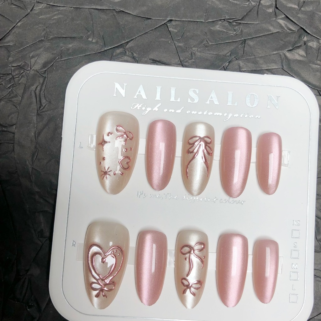 ภาพเพิ่มเติมของ 10 ชิ้นเล็บปลอมภาษาฝรั่งเศสคํา Ballerina เล็บปลอมเล็บยาวปลอมชุด Art 3D nailart