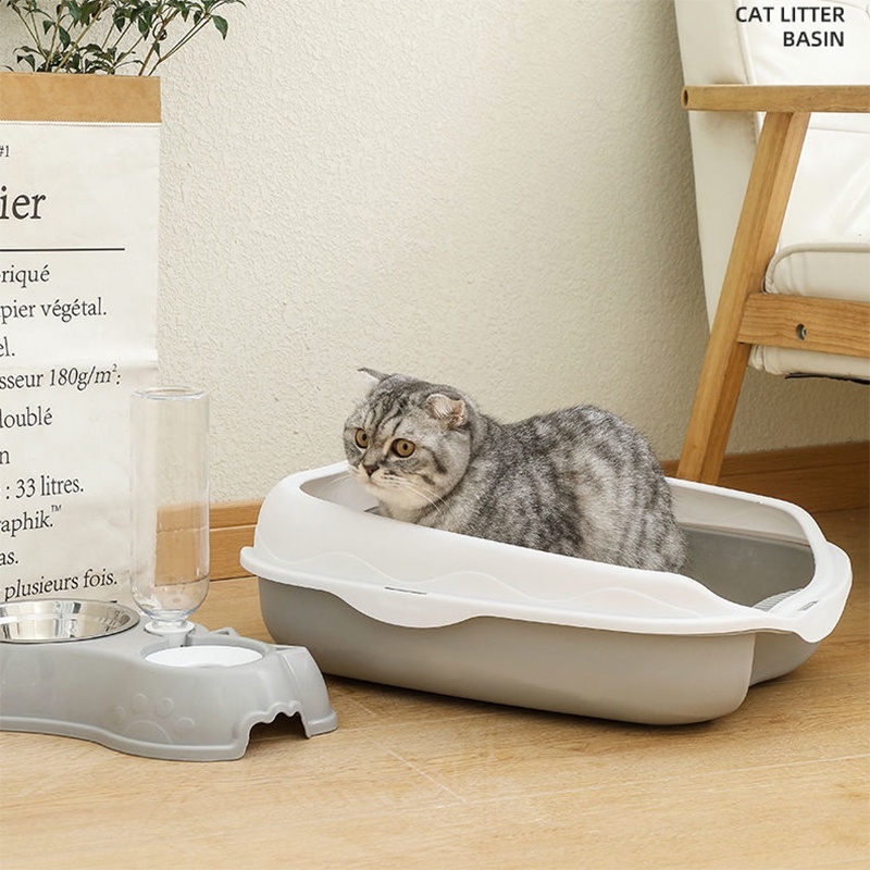 ภาพเพิ่มเติมของ 【CAT&DOG】กระบะทราย กระบะทรายแมว ห้องน้ำแมว รุ่นขอบสูงมีตะแกรงดักทราย ​พร้อมที่ตักทราย ห้องน้ำแมว กระบะแมว
