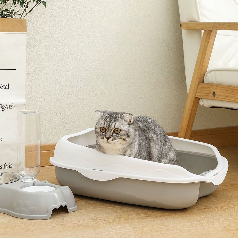 ภาพเพิ่มเติมของ 【CAT&DOG】กระบะทราย กระบะทรายแมว ห้องน้ำแมว รุ่นขอบสูงมีตะแกรงดักทราย ​พร้อมที่ตักทราย ห้องน้ำแมว กระบะแมว