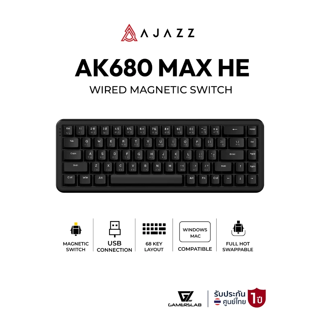 ภาพเพิ่มเติมของ คีย์บอร์ดเกมมิ่ง Ajazz AK680Max 68Keys 70% HE Wired Magnetic Switch Gaming Keyboard