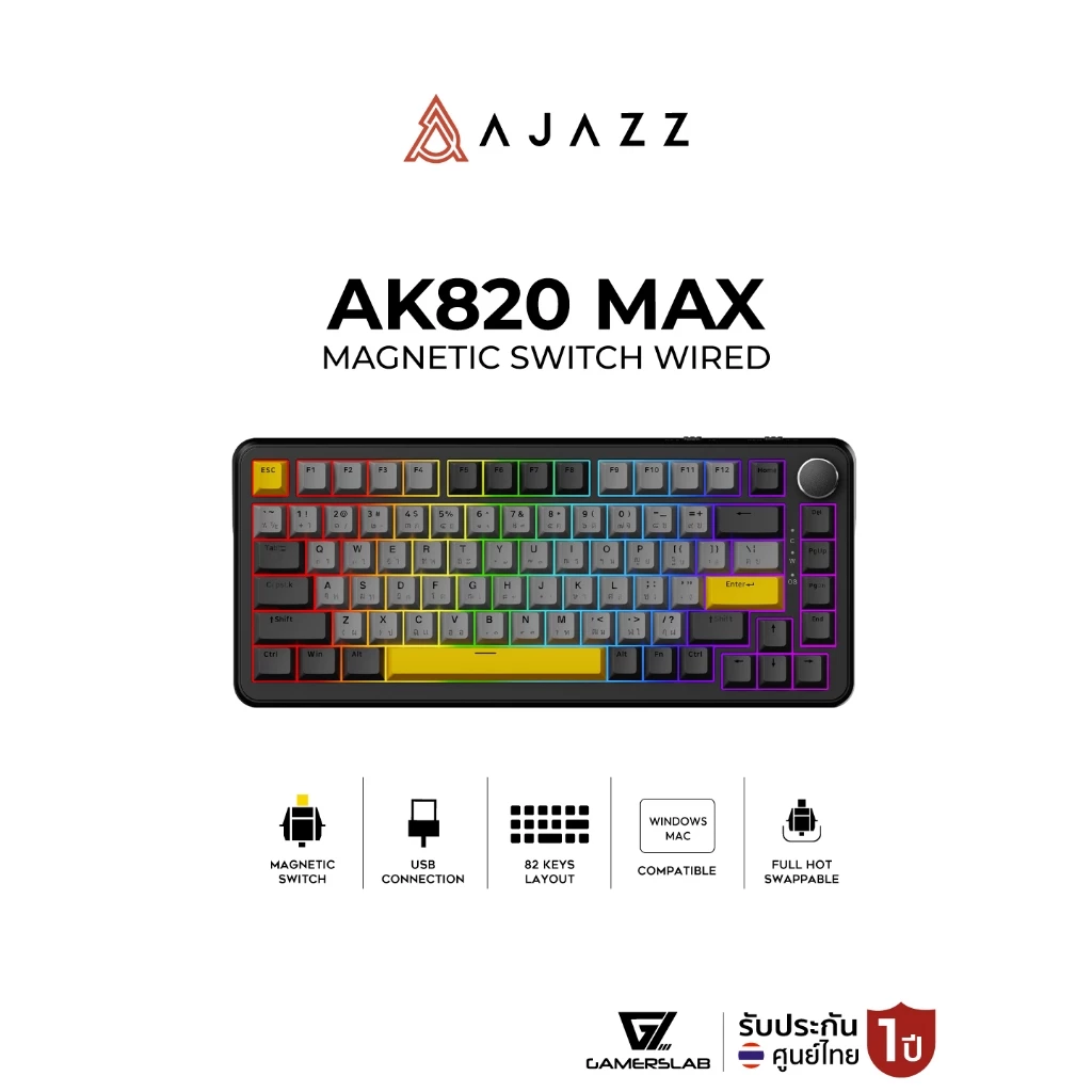 ภาพเพิ่มเติมของ คีย์บอร์ดเกมมิ่ง Ajazz AK820Max Magnetic Switch Wired Gasket Mechanical Keyboard