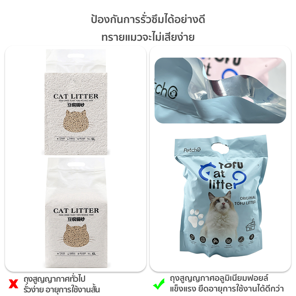 ภาพเพิ่มเติมของ Petcho (ยกลัง 8 ถุง) ทรายแมวเต้าหู้ ทรายแมว ทรายเต้าหู้ ออร์แกนิค100% ผลิตจากกากถั่วเหลืองธรรมชาติ