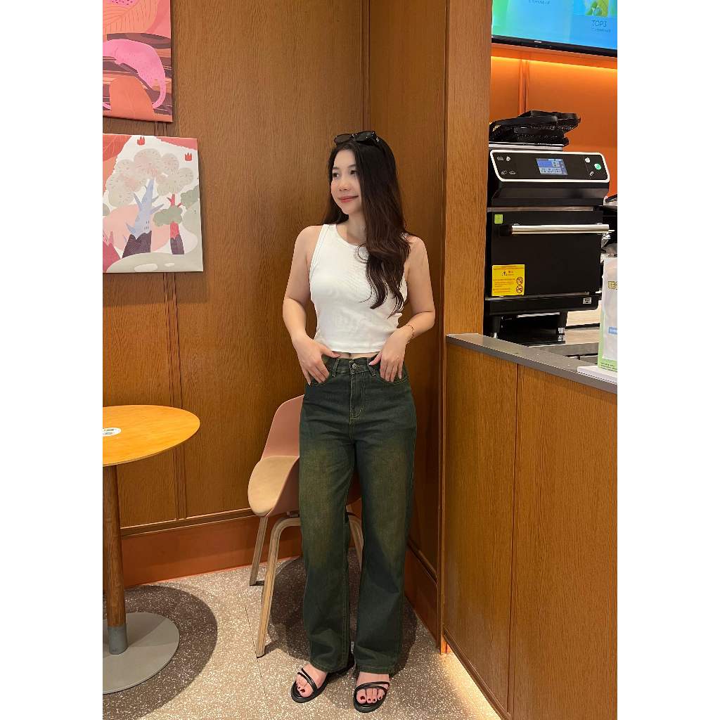 ภาพเพิ่มเติมของ 🌺919JEANS🌺กางเกงยีนส์วินเทจ Fade Long Tube กางเกงยีนส์ผู้หญิง กางเกงยีน ทรงหลวม