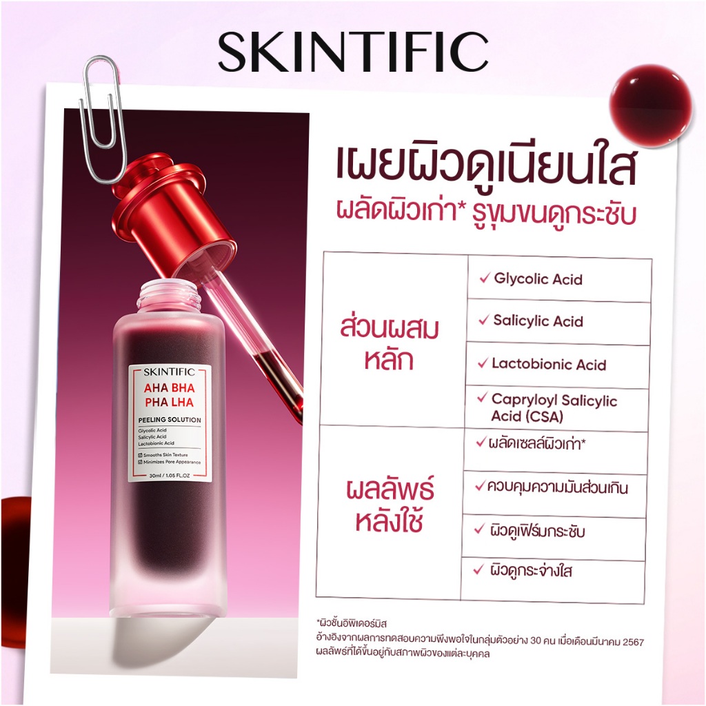 ภาพเพิ่มเติมของ [new]SKINTIFIC AHA BHA PHA LHA PEELING SOLUTION ผลัดผิวเสีย เผยผิวดูเนียนนุ่ม รูขุมขนดูกระชับ อัพผิวดูกระจ่างใส