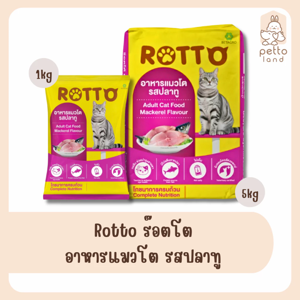 Rotto ร็อตโต้ อาหารแมวโต รสปลาทู 1-5kg