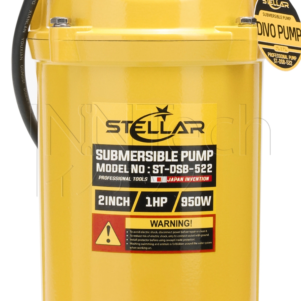 ภาพเพิ่มเติมของ STELLAR ปั๊มแช่ 2 นิ้ว ปั๊มจุ่ม ไดโว่ ดูดโคลน 950W 1HP มอเตอร์ทองแดงแท้ 100% Divo แรงดันสูง รุ่น ST-DSB-522 (2 นิ้ว)