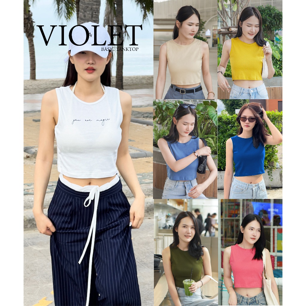 ภาพเพิ่มเติมของ [P1]🌈 30 สีพร้อมส่ง เสื้อครอปแขนกุดผ้านุ่ม ไม่บาง 🌈  | ผ้าร่องเล็ก กระชับสัดส่วน แมชง่ายทุกลุค