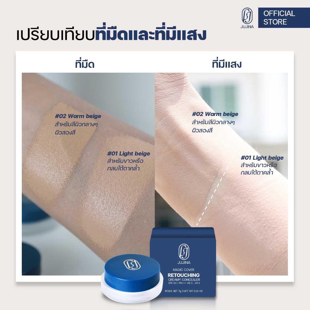 ภาพเพิ่มเติมของ JUJINA คอนซีลเลอร์ ปกปิด กันน้ำ คุมมัน เนื้อครีม ปกปิด ฝ้า กระ รอยคล้ำใต้ตา Magic Concealer SPF50 PA+++