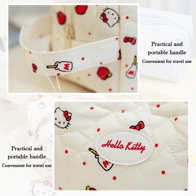 ภาพเพิ่มเติมของ กระเป๋าแต่งหน้า Hello Kitty สุดน่ารัก – กระเป๋าเก็บเครื่องสําอางมือแบบพกพาสําหรับผู้หญิงและผู้ชาย