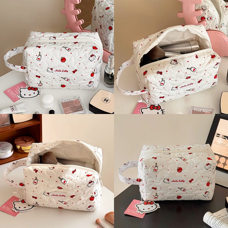ภาพเพิ่มเติมของ กระเป๋าแต่งหน้า Hello Kitty สุดน่ารัก – กระเป๋าเก็บเครื่องสําอางมือแบบพกพาสําหรับผู้หญิงและผู้ชาย