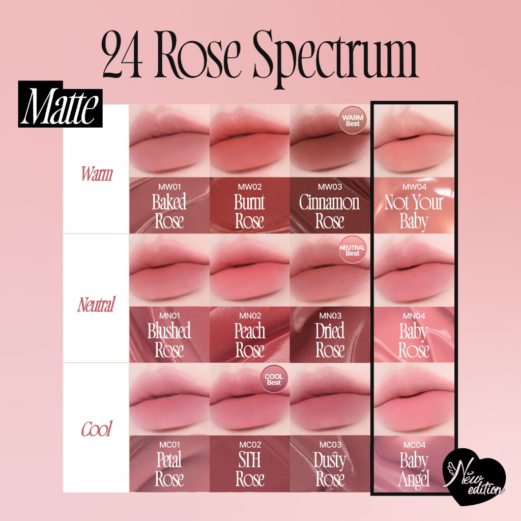 ภาพเพิ่มเติมของ [fwee] Rose Obsession Stay-fit Lip Tint (24 สี)