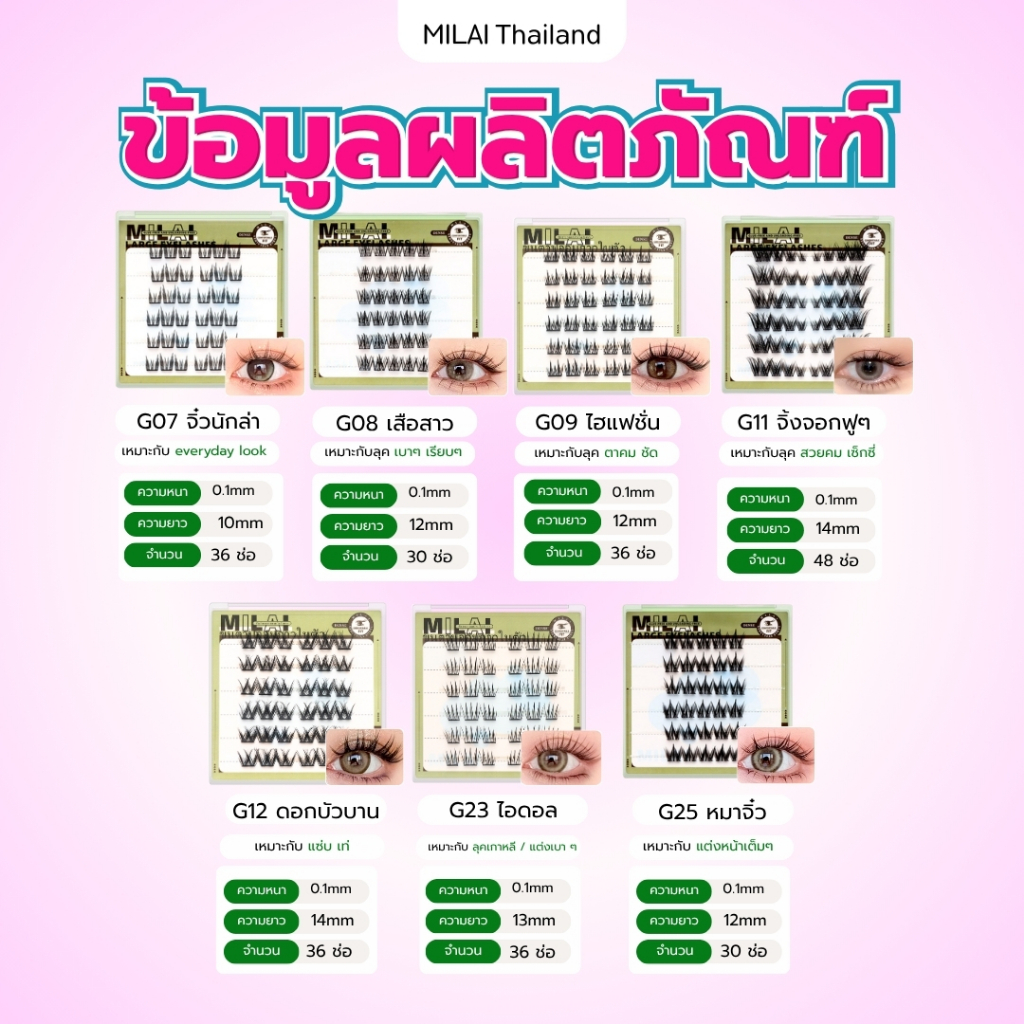 ภาพเพิ่มเติมของ 【ซื้อครบ3กล่องแถมแหนบ】MILAIขนตาปลอมกาวในตัว ติดง่าย เรียงเส้นสวย เป็นธรรมชาติ มีให้เลือกครบทุกสไตล์