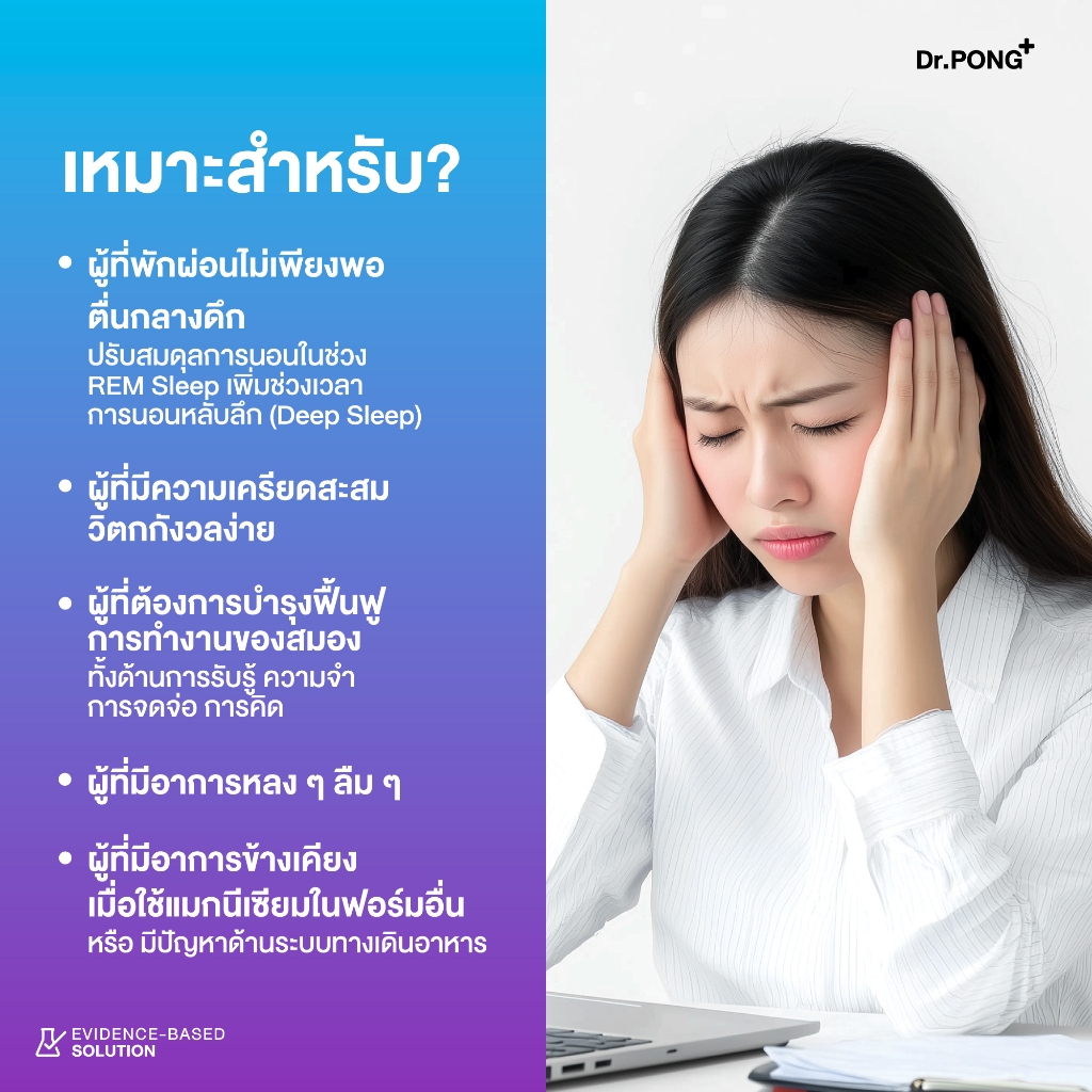 ภาพเพิ่มเติมของ [ช้อปครบ รับฟรี!] Dr.PONG Magtein® Magnesium L-Threonate 500 mg  แมกนีเซียมเพิ่มประสิทธิภาพสมอง หลับสบาย ลดวิตกกังวล
