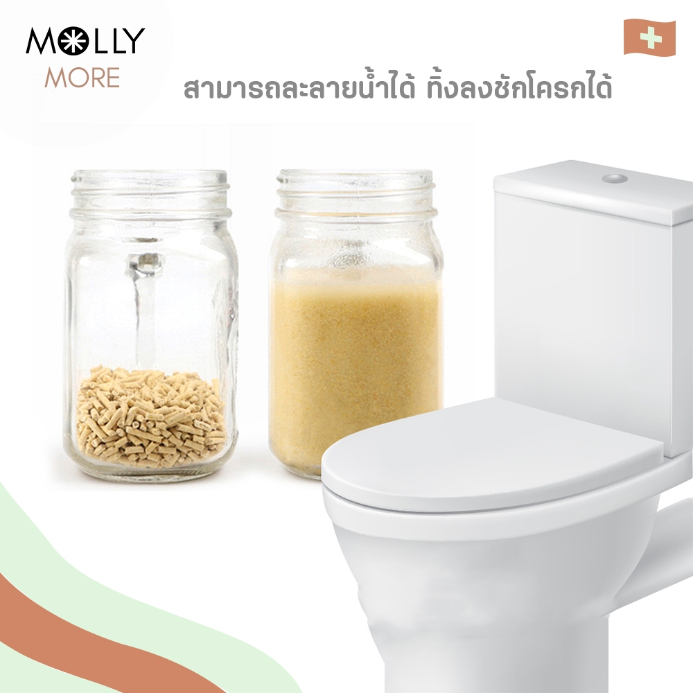 ภาพเพิ่มเติมของ MOLLY ✨ ทรายเต้าหู้ออร์แกนิค​ แบรนด์​ MOGU ผลิตจากถั่วเหลืองธรรมชาติ Cat Litter ทรายเเมว ถุงเเบ่ง 1 kg.