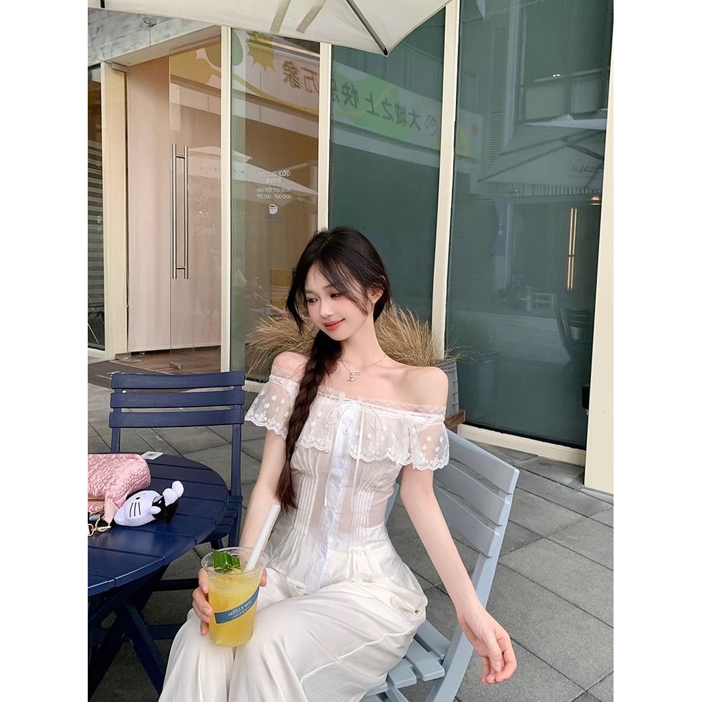 ภาพเพิ่มเติมของ Veewink พร้อมส่งจากกทม เสื้อยืดแขนสั้น สไตล์ใหม่ เสื้อยืดโบว์ลูกไม้สไตล์ฝรั่งเศสผู้หญิง แต่งลูกเล่นด้านหน้าและมีเชือกผูก