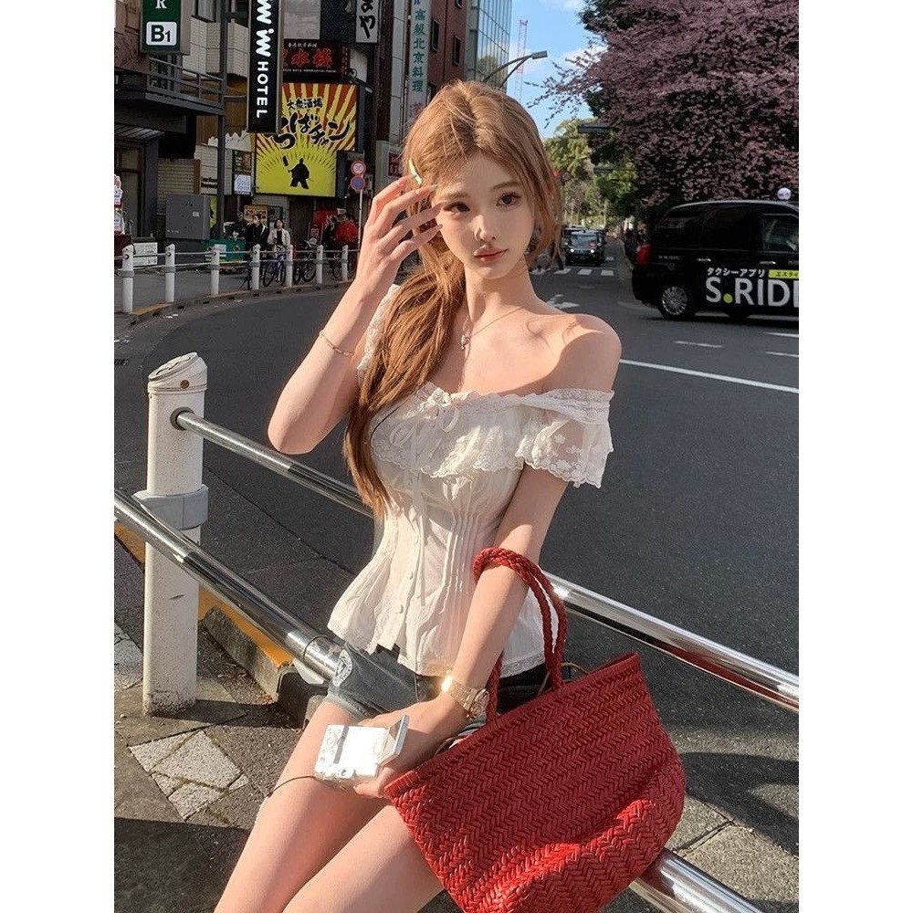 ภาพเพิ่มเติมของ Veewink พร้อมส่งจากกทม เสื้อยืดแขนสั้น สไตล์ใหม่ เสื้อยืดโบว์ลูกไม้สไตล์ฝรั่งเศสผู้หญิง แต่งลูกเล่นด้านหน้าและมีเชือกผูก