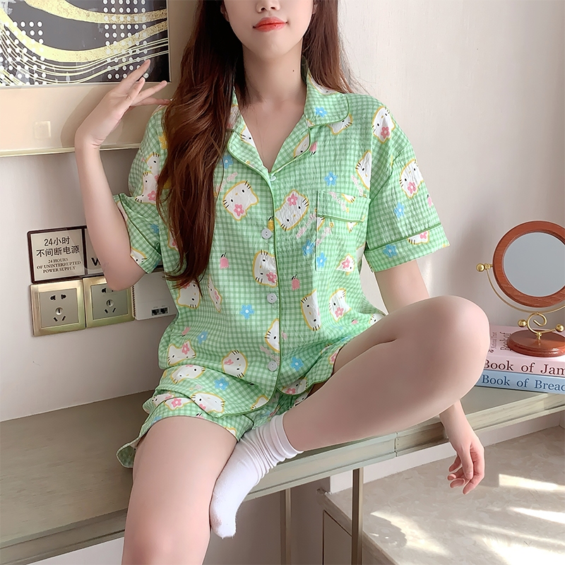 ภาพเพิ่มเติมของ 🔥ผ้าไหมญี่ปุ่น🔥อก 42-50 นิ้ว ไซร์ L-4XL ชุดนอนสไตล์เกาหลี เนื้อผ้าเกรดพีเมี่ยมใส่สบาย แขนสั่น-ขาสั้น พร้อมส่งจากไทย