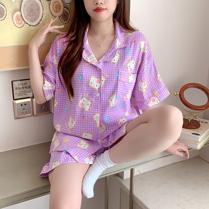 ภาพเพิ่มเติมของ 🔥ผ้าไหมญี่ปุ่น🔥อก 42-50 นิ้ว ไซร์ L-4XL ชุดนอนสไตล์เกาหลี เนื้อผ้าเกรดพีเมี่ยมใส่สบาย แขนสั่น-ขาสั้น พร้อมส่งจากไทย