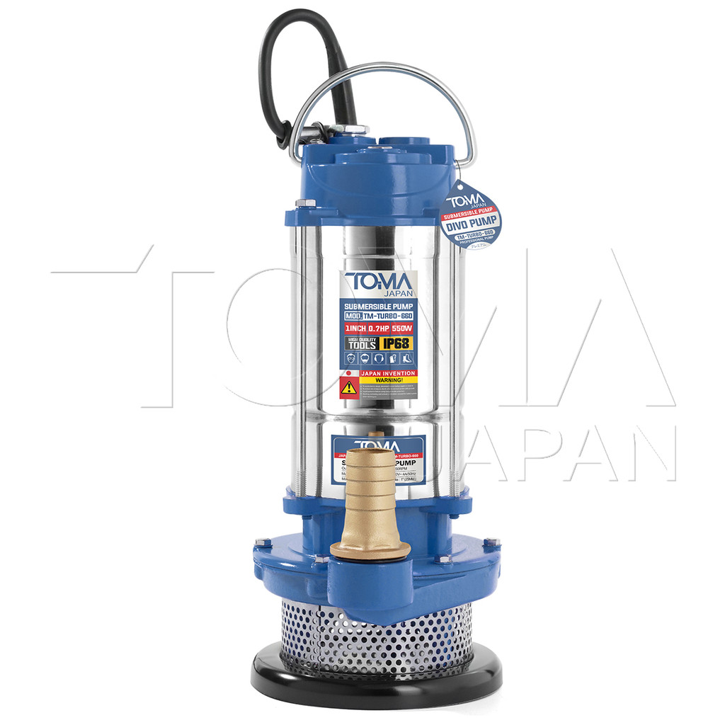 ภาพเพิ่มเติมของ TOMA JAPAN ปั๊มแช่สแตนเลส 1 นิ้ว 550W 0.7HP ไดโว่ Submersible Stainless Steel Pump รุ่นเทอร์โบงานหนัก TM-TURBO-660 1นิ้ว