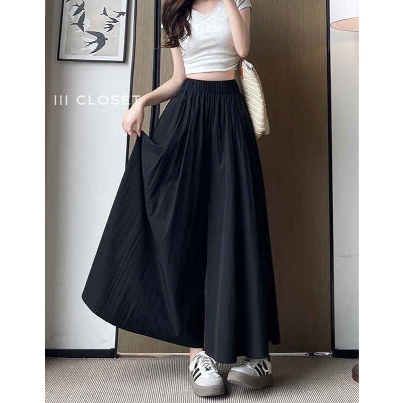 ภาพเพิ่มเติมของ กางเกงกระโปรง lll Freesize lll COM523 สม็อกรอบเอว มีกระเป๋าข้าง ผ้าครัช ไม่ต้องรีด ใส่สบาย