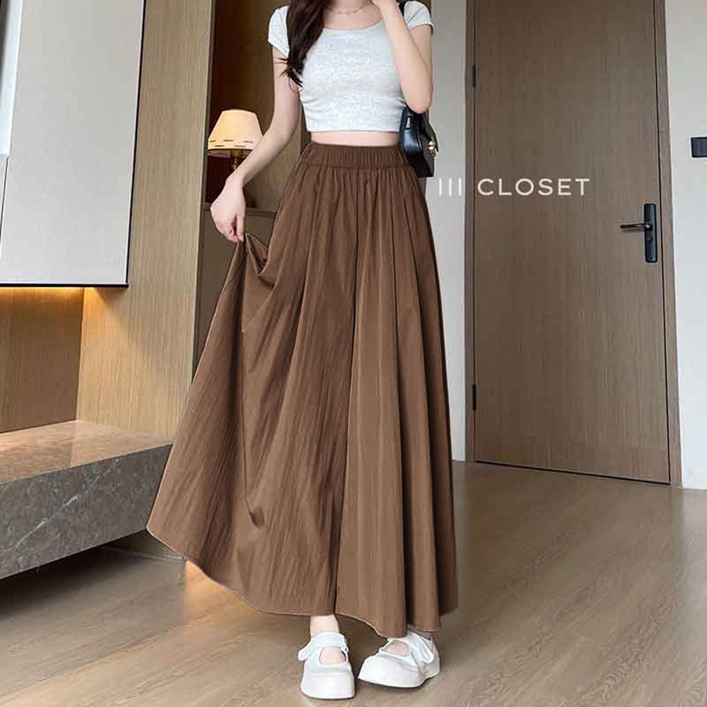 ภาพเพิ่มเติมของ กางเกงกระโปรง lll Freesize lll COM523 สม็อกรอบเอว มีกระเป๋าข้าง ผ้าครัช ไม่ต้องรีด ใส่สบาย