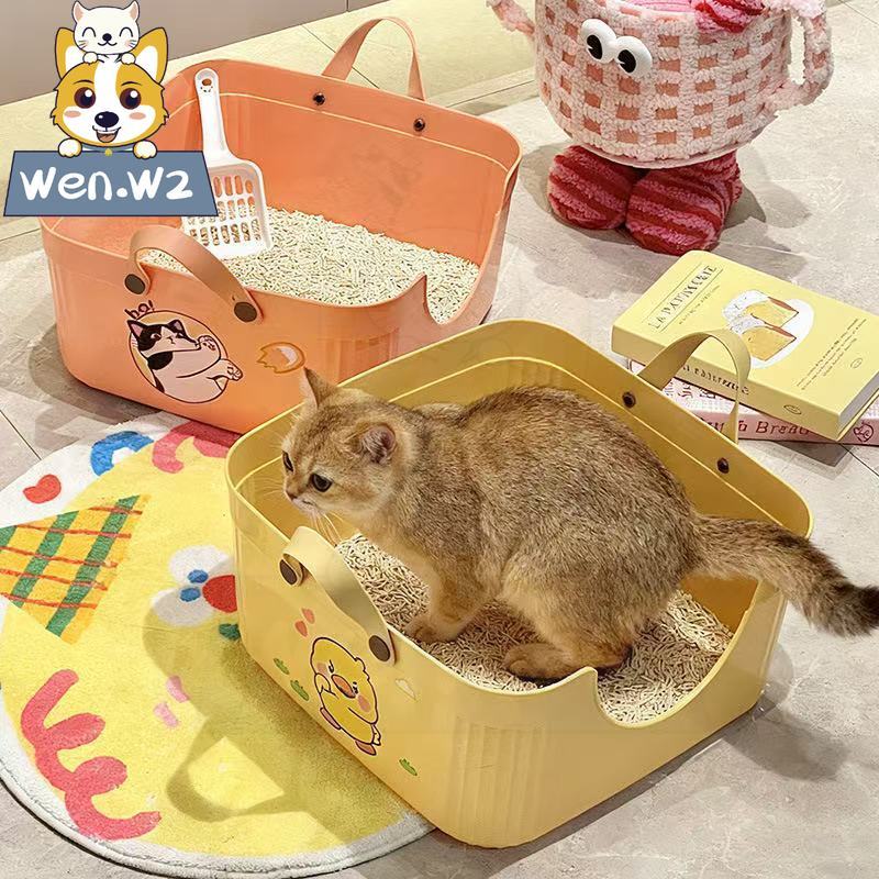 ภาพเพิ่มเติมของ wen.W2 กระบะทรายแมวทรงเปิดขอบสูง กันทรายกระเด็นดีมาก! แบบมีฝาครอบ พร้อมที่ตักและหูหิ้ว