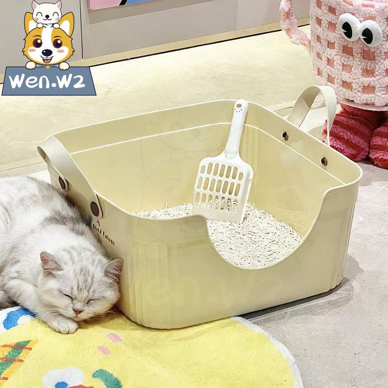 ภาพเพิ่มเติมของ wen.W2 กระบะทรายแมวทรงเปิดขอบสูง กันทรายกระเด็นดีมาก! แบบมีฝาครอบ พร้อมที่ตักและหูหิ้ว