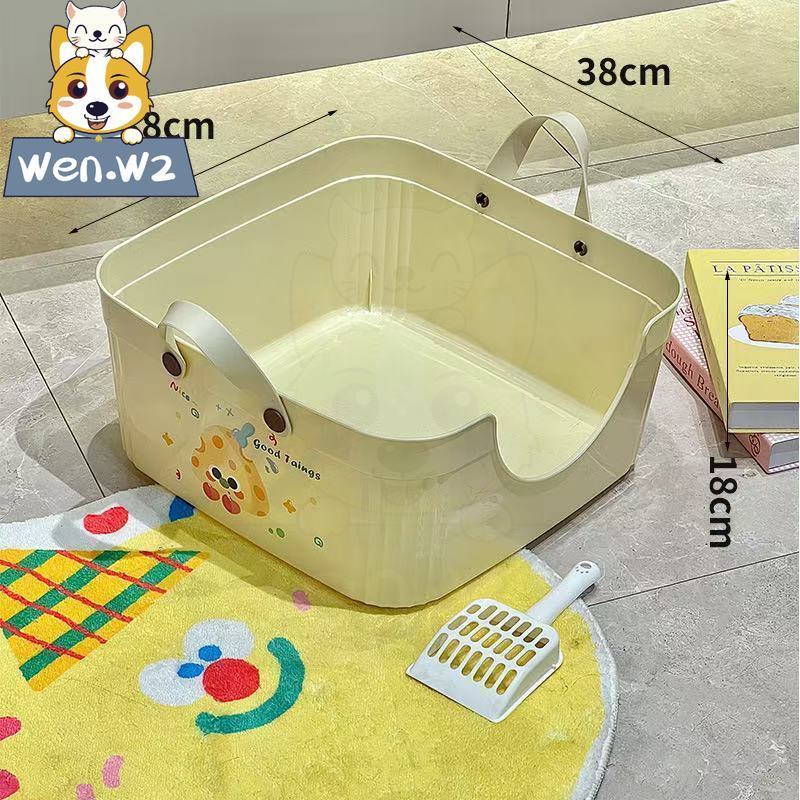 ภาพเพิ่มเติมของ wen.W2 กระบะทรายแมวทรงเปิดขอบสูง กันทรายกระเด็นดีมาก! แบบมีฝาครอบ พร้อมที่ตักและหูหิ้ว