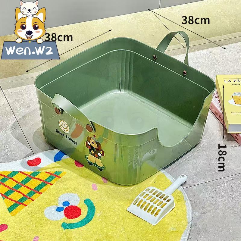 ภาพเพิ่มเติมของ wen.W2 กระบะทรายแมวทรงเปิดขอบสูง กันทรายกระเด็นดีมาก! แบบมีฝาครอบ พร้อมที่ตักและหูหิ้ว