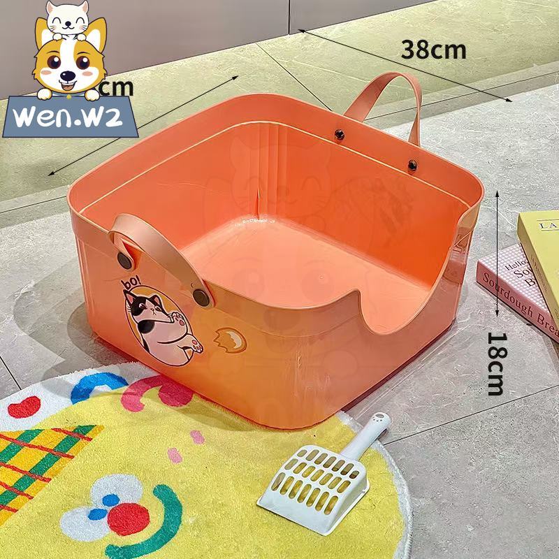 ภาพเพิ่มเติมของ wen.W2 กระบะทรายแมวทรงเปิดขอบสูง กันทรายกระเด็นดีมาก! แบบมีฝาครอบ พร้อมที่ตักและหูหิ้ว
