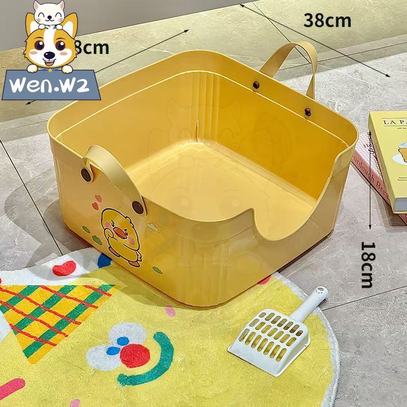 ภาพเพิ่มเติมของ wen.W2 กระบะทรายแมวทรงเปิดขอบสูง กันทรายกระเด็นดีมาก! แบบมีฝาครอบ พร้อมที่ตักและหูหิ้ว