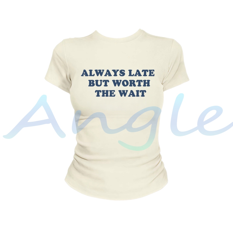 ภาพเพิ่มเติมของ (จัดส่งตลอด 24 ชั่วโมง)Angle Official เสื้อยืดแขนสั้นกระชับผู้หญิง ผ้านุ่ม ดีไซน์เรียบง่ายสไตล์เกาหลี เข้ากับทุกชุด C12