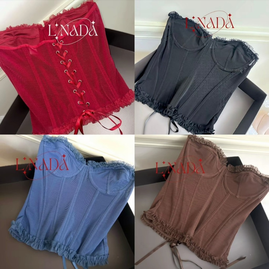 ภาพเพิ่มเติมของ L'NADA【พร้อมส่ง】💫 คอร์เซ็ทเกาอก ซีทรู มี 6 สี มีซับใน ดีเทลร้อยเชือกด้านหลัง (51462THD)