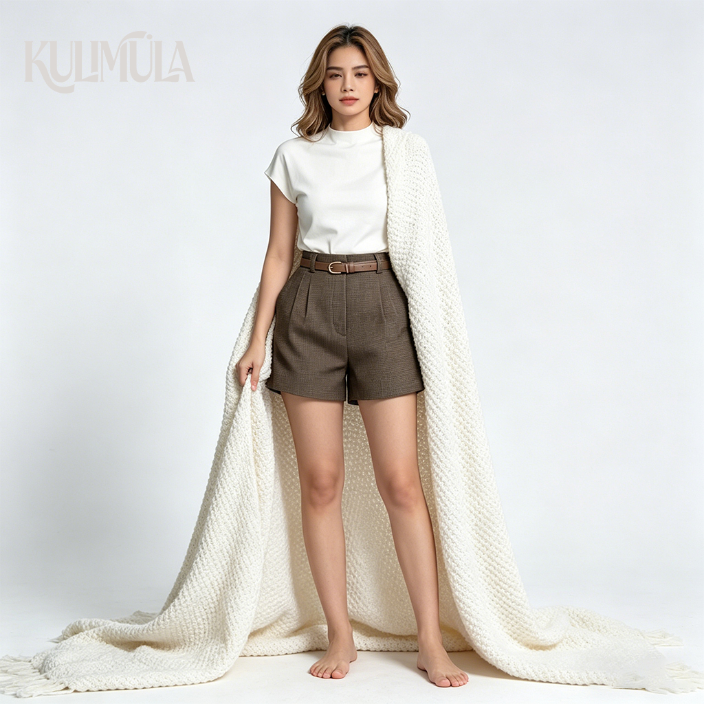 ภาพเพิ่มเติมของ KULIMULA Knit top คาดิแกนแขนสั้น เสื้อไหมพรมเข้ารูป เสื้อเเขนสั้น เสื้อดำ YD18