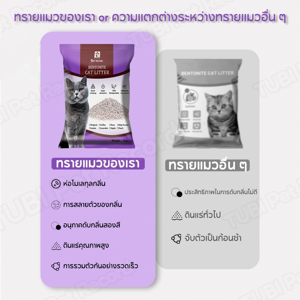 ภาพเพิ่มเติมของ Pet Record ทรายแมวผสม 2kg ทรายแมวเต้าหู้ เบนโทไนท์+แคทแบบเต้าหู้ 💜ลาเวนเดอร์ ✅ดับกลิ่นแรงสุด!