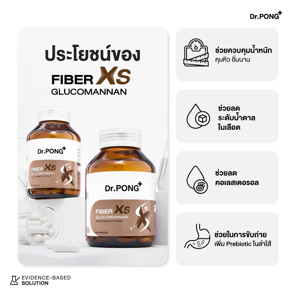 ภาพเพิ่มเติมของ [Pre-Order] Dr.PONG FIBER XS GLUCOMANNAN ไฟเบอร์ XS บุกคุมหิว อิ่มนาน ชะลอการดูดซึมน้ำตาล และลดคอเลสเตอรอล