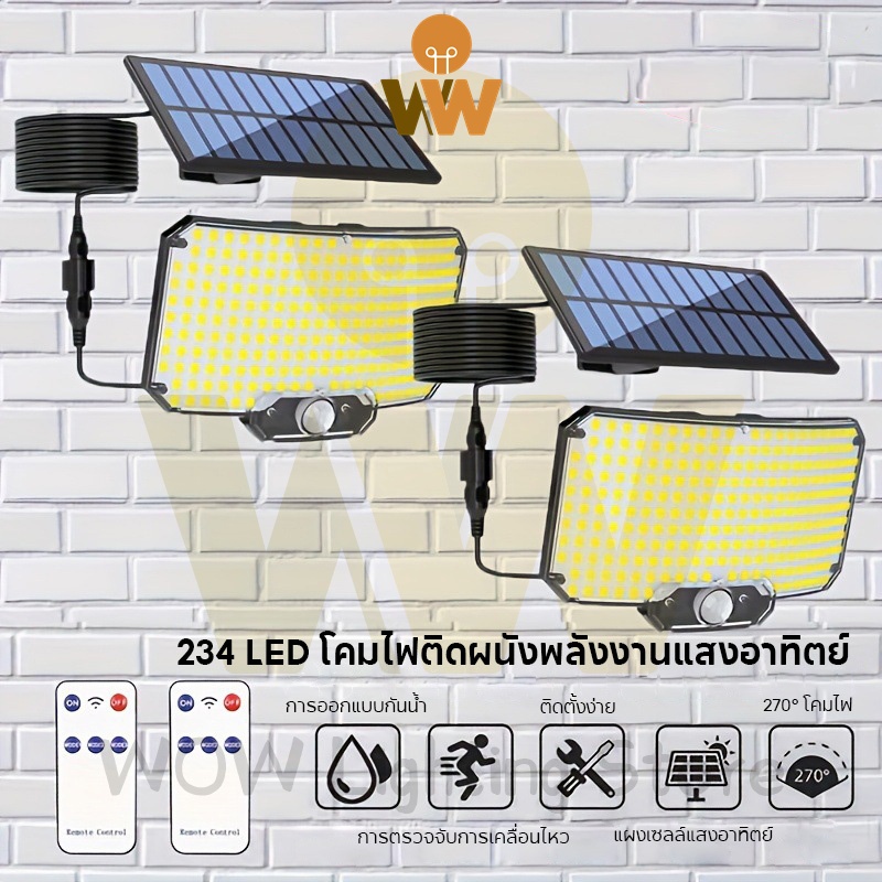 ภาพเพิ่มเติมของ WOW 234LED Solar Motion Light กลางแจ้งแยกแผงไฟน้ําท่วมพลังงานแสงอาทิตย์ 3 โหมดการทํางานสําหรับโรงรถสวนไฟผนังกันน้ํา