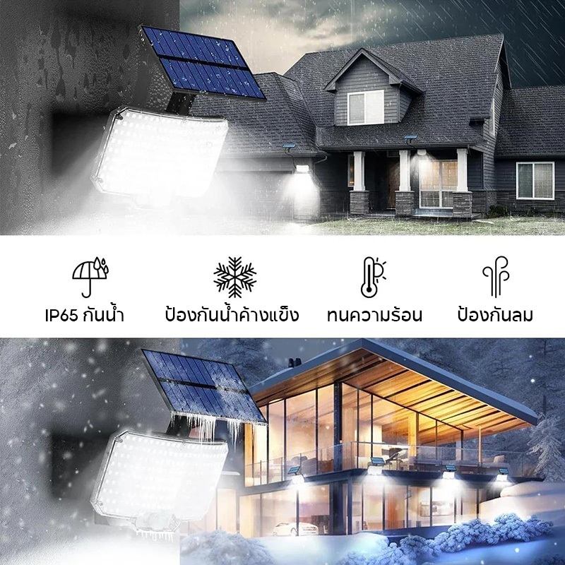 ภาพเพิ่มเติมของ WOW 234LED Solar Motion Light กลางแจ้งแยกแผงไฟน้ําท่วมพลังงานแสงอาทิตย์ 3 โหมดการทํางานสําหรับโรงรถสวนไฟผนังกันน้ํา