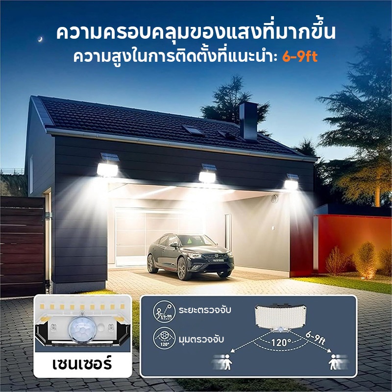 ภาพเพิ่มเติมของ WOW 234LED Solar Motion Light กลางแจ้งแยกแผงไฟน้ําท่วมพลังงานแสงอาทิตย์ 3 โหมดการทํางานสําหรับโรงรถสวนไฟผนังกันน้ํา