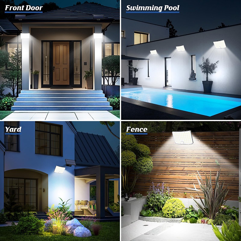 ภาพเพิ่มเติมของ WOW 234LED Solar Motion Light กลางแจ้งแยกแผงไฟน้ําท่วมพลังงานแสงอาทิตย์ 3 โหมดการทํางานสําหรับโรงรถสวนไฟผนังกันน้ํา